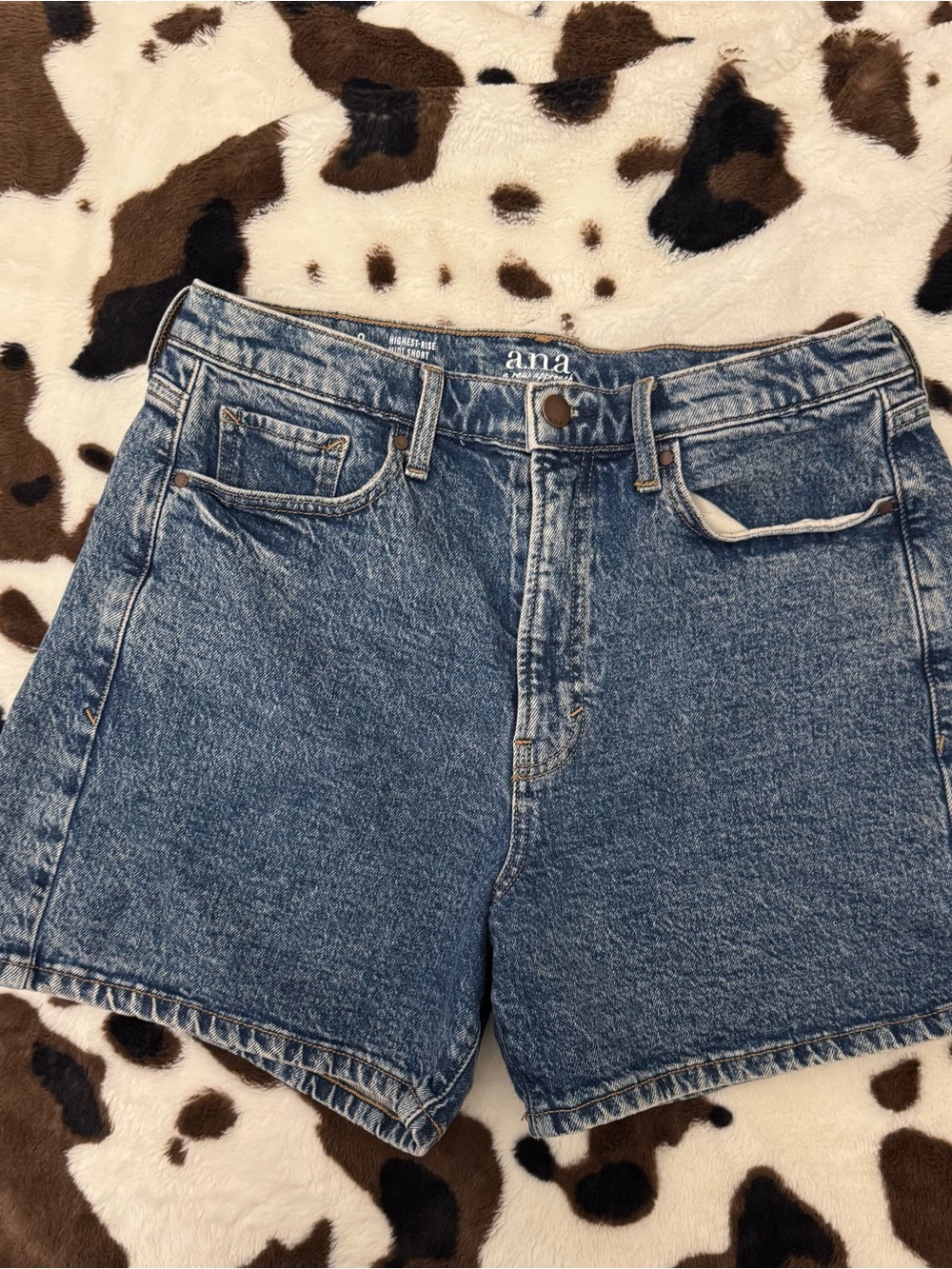 a.n.a High-Waist Blue Acid Wash Denim Shorts